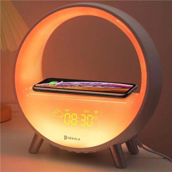 Alarm Clock w/ Wireless Charging White Noise, Bluetooth Speaker Sound Machine - Picture 1 of 6
